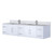 Lexora Geneva 84 in. W Glossy White Wall Mount Double Sink Vanity Cabinet, Carrara Marble Top, and Faucet Set