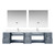 Lexora Geneva 84 in. W Dark Grey Wall Mount Double Sink Vanity Cabinet, White Quartz Top, Faucet Set, and 36 in. LED Mirrors
