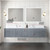 Lexora Geneva 84 in. W Dark Grey Wall Mount Double Sink Vanity Cabinet, White Quartz Top, Faucet Set, and 36 in. LED Mirrors