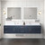 Lexora LVG84DE211 Geneva 84 in. W Navy Blue Wall Mount Double Sink Vanity Cabinet, White Quartz Top, Faucet Set, and 36 in. LED Mirrors