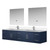 Lexora Geneva 84 in. W Navy Blue Wall Mount Double Sink Vanity Cabinet, Cultured Marble Top, Faucet Set, and 36 in. LED Mirrors