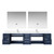 Lexora Geneva 84 in. W Navy Blue Wall Mount Double Sink Vanity Cabinet, Cultured Marble Top, Faucet Set, and 36 in. LED Mirrors