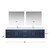 Lexora LVG84DE311 Geneva 84 in. W Navy Blue Wall Mount Double Sink Vanity Cabinet, Cultured Marble Top, Faucet Set, and 36 in. LED Mirrors