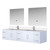 Lexora LVG84DM211 Geneva 84 in. W Glossy White Wall Mount Double Sink Vanity Cabinet, White Quartz Top, Faucet Set, and 36 in. LED Mirrors