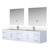 Lexora Geneva 84 in. W Glossy White Wall Mount Double Sink Vanity Cabinet, White Quartz Top, Faucet Set, and 36 in. LED Mirrors