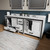Lexora Ziva 84 inch W White Double Sink Vanity Cabinet, Cultured Marble Top and Faucet Set