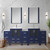Lexora Volez 84 inch W Navy Blue Double Sink Vanity Cabinet with Side Cabinets, and White Ceramic Top