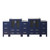 Lexora Volez 84 inch W Navy Blue Double Sink Vanity Cabinet with Side Cabinets, and White Ceramic Top