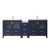 Lexora Volez 84 inch W Navy Blue Double Sink Vanity Cabinet with Side Cabinet, White Ceramic Top, and Faucet Set