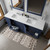 Lexora LVD84DE300 Dukes 84 in. W Navy Blue Double Sink Vanity Cabinet and Cultured Marble Top