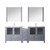 Lexora LV341884SBESM34F Volez 84 inch W Dark Grey Double Sink Vanity Cabinet with Side Cabinet, Faucet Set, White Ceramic Top, and 34 in Mirrors