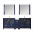 Lexora Volez 84 inch W Navy Blue Double Sink Vanity Cabinet with Side Cabinet, Faucet Set, White Ceramic Top, and 34 in Mirrors