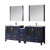 Lexora Volez 84 inch W Navy Blue Double Sink Vanity Cabinet with Side Cabinet, Faucet Set, White Ceramic Top, and 34 in Mirrors