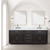 Lexora LVA84DJ100 Abbey 84 inch W Black Oak Double Sink Vanity Cabinet and Carrara Marble Top