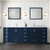 Lexora Jacques 84 in. W Navy Blue Double Sink Vanity Cabinet and Carrara Marble Top