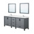 Lexora Ziva 84 inch W Dark Grey Double Sink Vanity Cabinet, White Quartz Top, Faucet Set and 34 in Mirrors