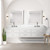 Lexora LVC84DA101 Castor 84 inch W White Double Sink Wall Hung Vanity Cabinet, Carrara Marble Top, and Faucet Set