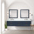 Lexora LVC84DE101 Castor 84 inch W Blue Double Sink Wall Hung Vanity Cabinet, Carrara Marble Top, and Faucet Set