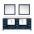 Lexora Jacques 84 in. W Navy Blue Double Sink Vanity Cabinet, White Quartz Top, and 34 in. Mirrors