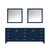 Lexora LVJ84DE310 Jacques 84 in. W Navy Blue Bath Vanity Cabinet, Cultured Marble Top, and 34 in. Mirror