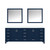 Lexora Jacques 84 in. W Navy Blue Bath Vanity Cabinet, Cultured Marble Top, and 34 in. Mirror