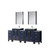 Lexora Volez 84 inch W Navy Blue Double Sink Vanity Cabinet with Side Cabinets, Faucet Set, White Ceramic Top, and 22 in Mirrors