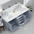 Lexora Jacques 84 in. W Dark Grey Double Sink Vanity Cabinet, White Quartz Top, and Faucet Set
