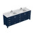 Lexora Jacques 84 in. W Navy Blue Double Sink Vanity Cabinet, White Quartz Top, and Faucet Set