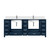 Lexora Jacques 84 in. W Navy Blue Double Sink Vanity Cabinet, White Quartz Top, and Faucet Set