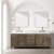 Lexora Laurel 84 inch W Grey Oak Double Sink Vanity Cabinet, Carrara Marble Top, and Faucet Set