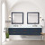 Lexora LVC84DE111 Castor 84 inch W Blue Double Sink Wall Hung Vanity Cabinet, Carrara Marble Top, Faucet Set, and 36 in Mirrors