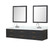 Lexora LVC84DL111 Castor 84 inch W Black Double Sink Wall Hung Vanity Cabinet, Carrara Marble Top, Faucet Set, and 36 in Mirrors