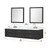 Lexora Castor 84 inch W Black Double Sink Wall Hung Vanity Cabinet, Carrara Marble Top, Faucet Set, and 36 in Mirrors