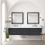 Lexora Castor 84 inch W Black Double Sink Wall Hung Vanity Cabinet, Carrara Marble Top, Faucet Set, and 36 in Mirrors