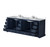Lexora Dukes 84 in. W Navy Blue Double Sink Vanity Cabinet, Cultured Marble Top, and Faucet Set