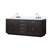 Lexora Abbey 84 inch W Black Oak Double Sink Vanity Cabinet, Carrara Marble Top, and Faucet Set