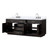 Lexora LVA84DJ101 Abbey 84 inch W Black Oak Double Sink Vanity Cabinet, Carrara Marble Top, and Faucet Set