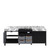Lexora LZ342284DLIS000 Zilara 84 inch W Black and Grey Double Sink Vanity Cabinet and Castle Grey Marble Top