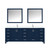 Lexora LJ342284DEWQM34F Jacques 84 in. W Navy Blue Double Sink Vanity Cabinet, White Quartz Top, Faucet Set, and 34 in. Mirrors