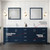 Lexora LJ342284DEWQM34F Jacques 84 in. W Navy Blue Double Sink Vanity Cabinet, White Quartz Top, Faucet Set, and 34 in. Mirrors