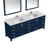 Lexora  LVJ84DE311 Jacques 84 in. W x 22 in. D Navy Blue Bath Vanity, Cultured Marble Top, Faucet Set, and 34 in. Mirror