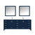 Lexora Jacques 84 in. W Navy Blue Bath Vanity Cabinet, Cultured Marble Top, Faucet Set, and 34 in. Mirror