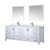 Lexora  LVJ84DA311 Jacques 84 in. W x 22 in. D White Bath Vanity, Cultured Marble Top, Faucet Set, and 34 in. Mirror