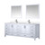 Lexora LVJ84DA311 Jacques 84 in. W White Bath Vanity Cabinet, Cultured Marble Top, Faucet Set, and 34 in. Mirror