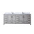 Lexora LVJ84DD101 Jacques 84 in. W Distressed Grey Double Sink Vanity Cabinet, Carrara Marble Top, and Faucet Set