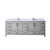 Lexora Jacques 84 in. W Distressed Grey Double Sink Vanity Cabinet, Carrara Marble Top, and Faucet Set