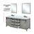 Lexora  LVM84DH310 Marsyas 84 in W x 22 in D Ash Grey Double Bath Vanity, Cultured Marble Countertop and 34 in Mirrors