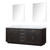 Lexora Abbey 84 inch W Black Oak Double Sink Vanity Cabinet, Carrara Marble Top, and 36 in Mirrors