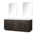 Lexora  LVA84DK110 Abbey 84 in W x 22 in D Brown Oak Double Bath Vanity, Carrara Marble Top, and 36 in Mirrors