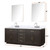Lexora Abbey 84 inch W Brown Oak Double Sink Vanity Cabinet, Carrara Marble Top, and 36 in Mirrors
